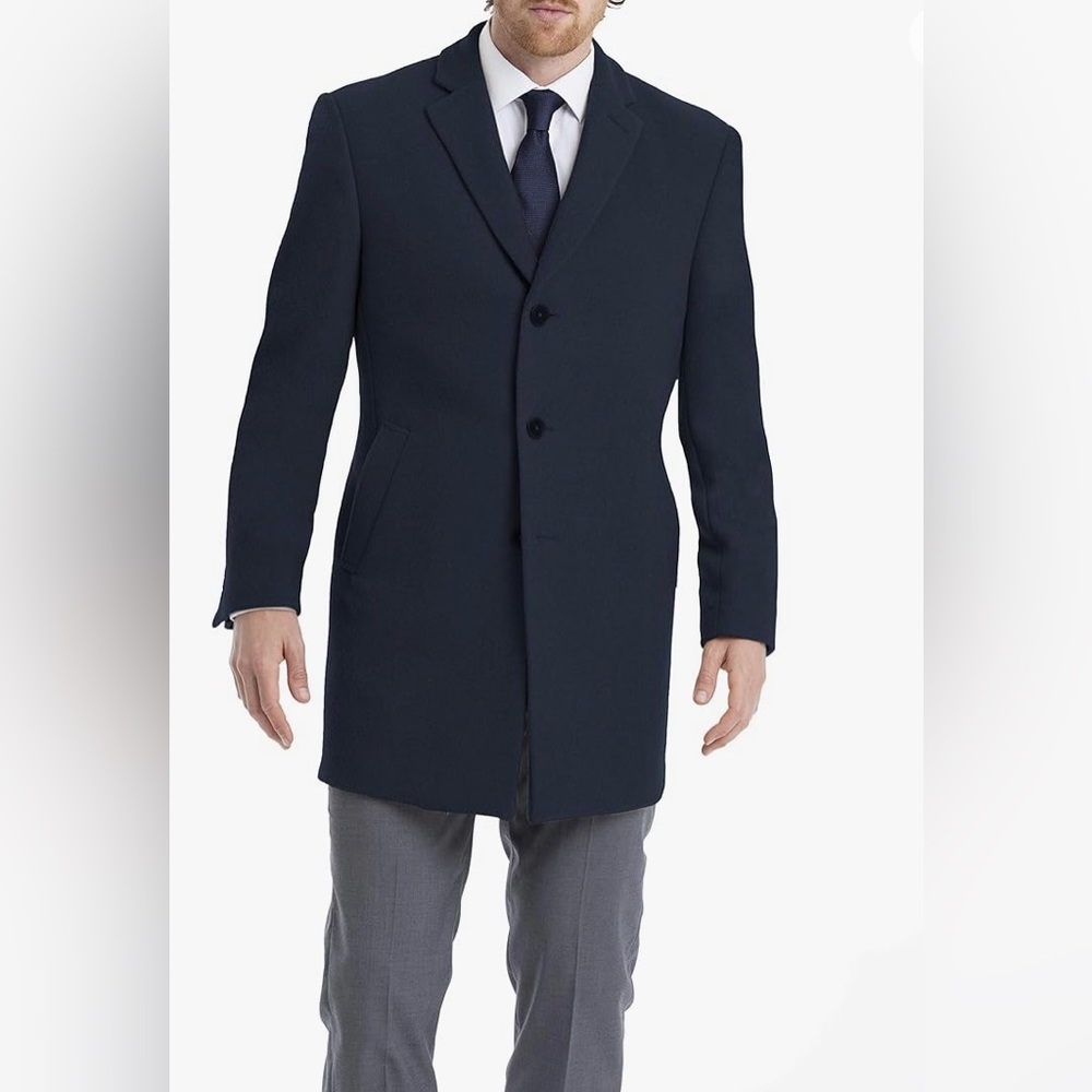 Calvin Klein Prosper Wool Blend Slim Fit Coat Jacket Navy Blue 48L